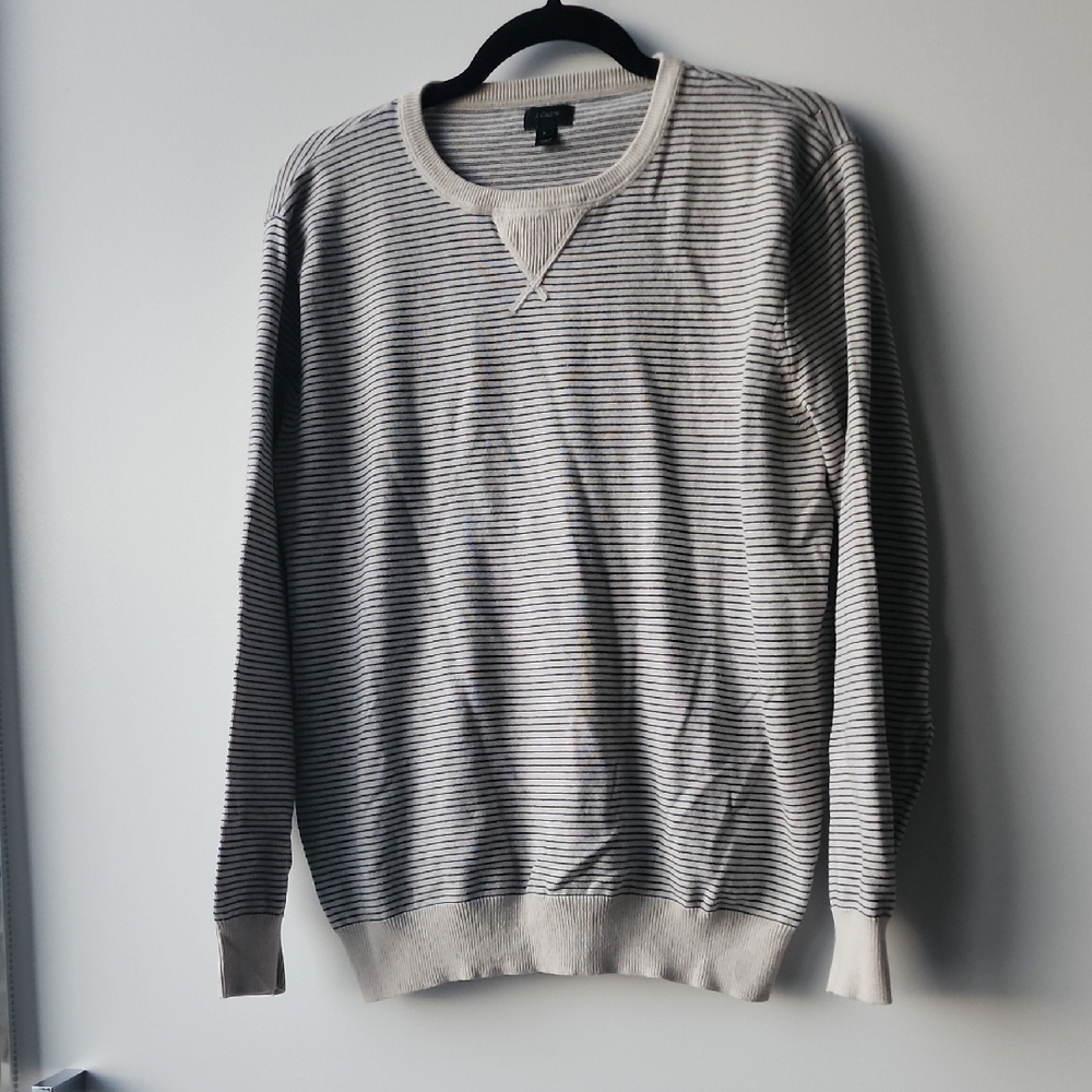 J. Crew 100% Cotton Soft Stripe Knit Crewneck Sweater